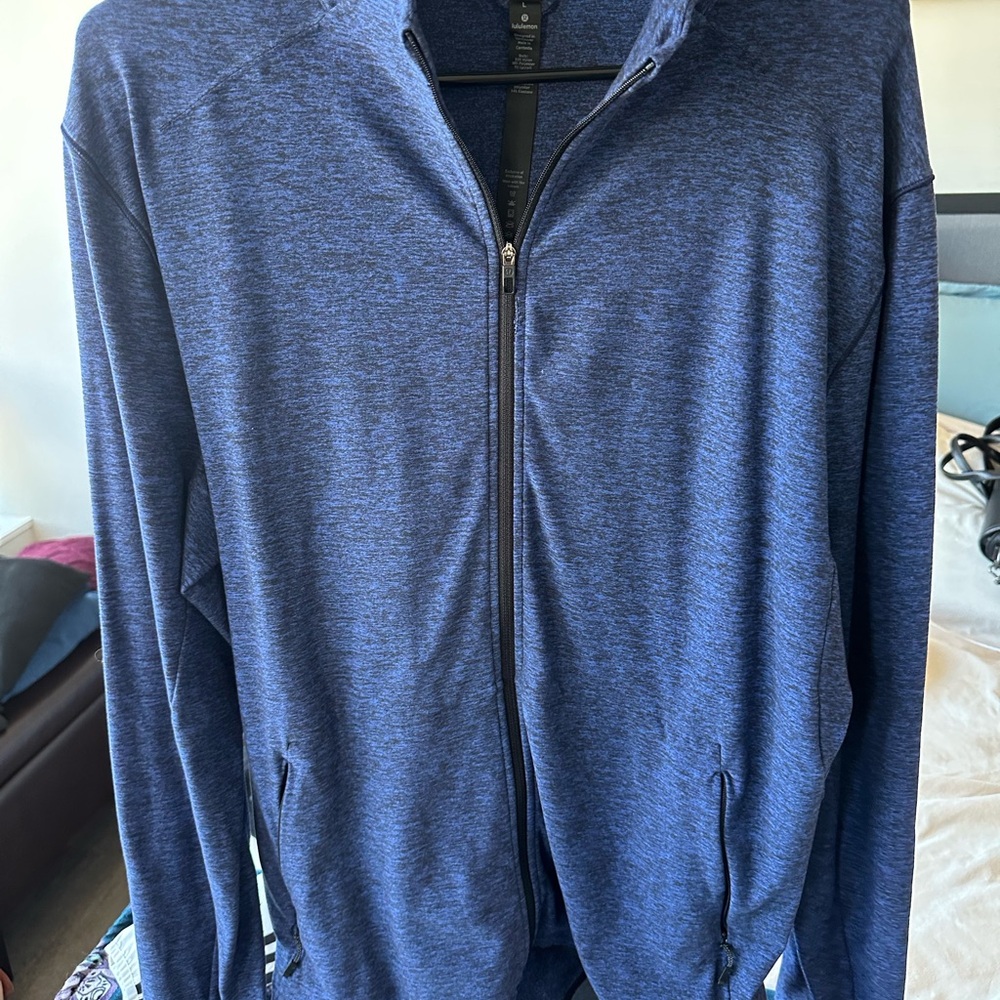 lululemon athletica Men's Heathered Navy Zip-Up Sweater
